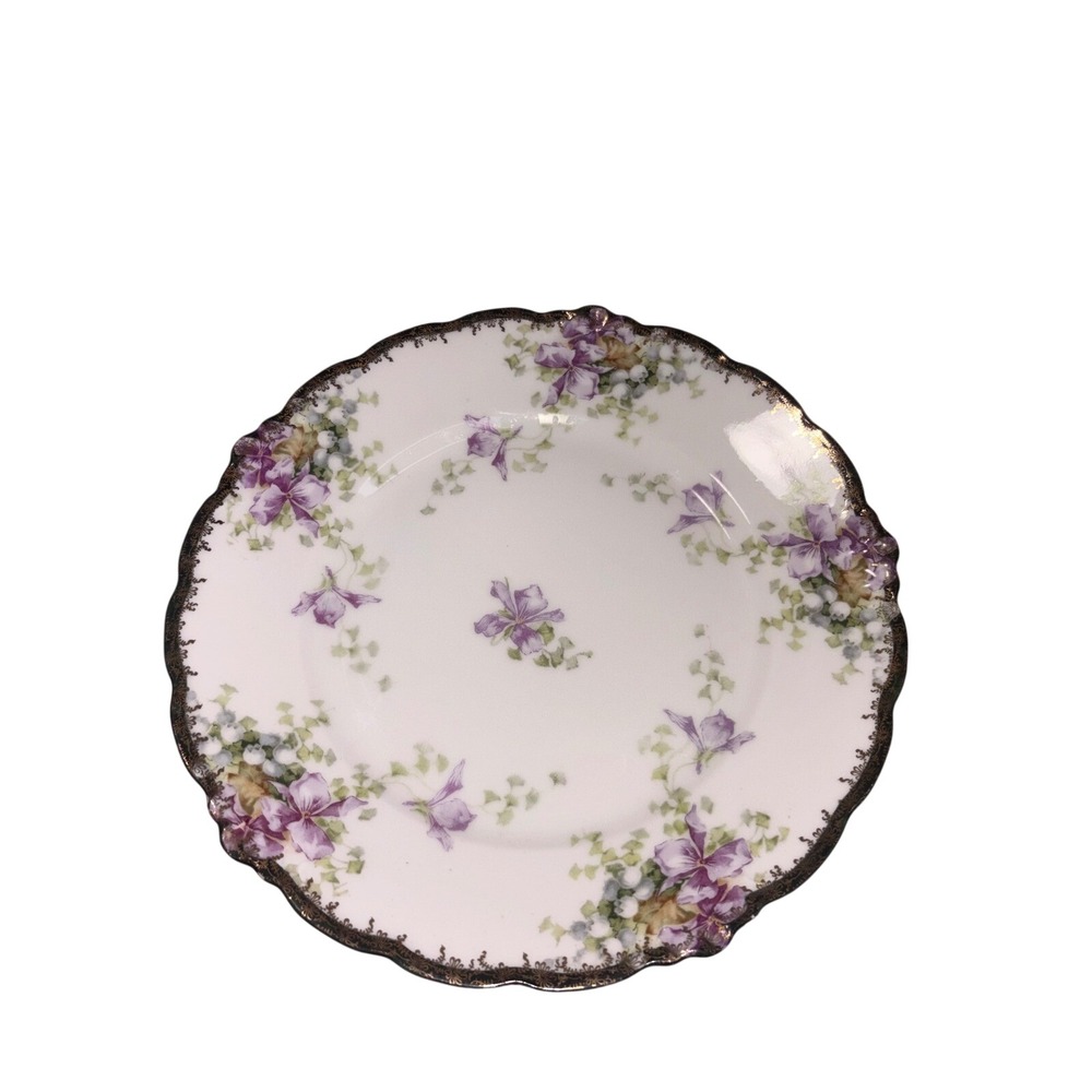 J&C Malmaison Germany Porcelain Floral Plate Scalloped Gold Rim 9‎ inch Antique